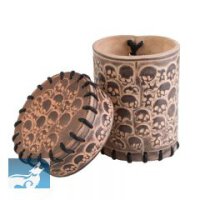 Skull Beige Leather Dice Cup