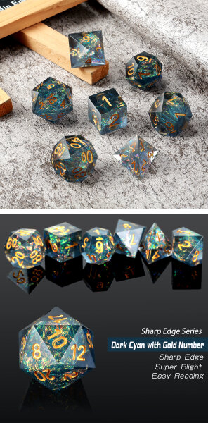 Sharp Edge Dice Set (7) Peacock 