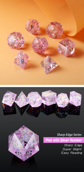 Sharp Edge Dice Set (7) Roses