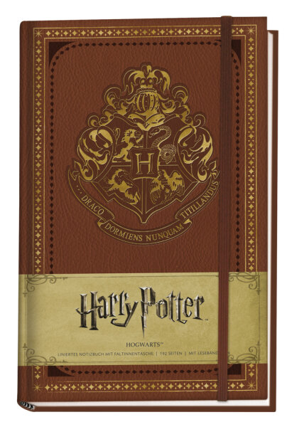 Harry Potter: Notizbuch Hogwarts (in Lederoptik mit Gummiband und Zeichenband)