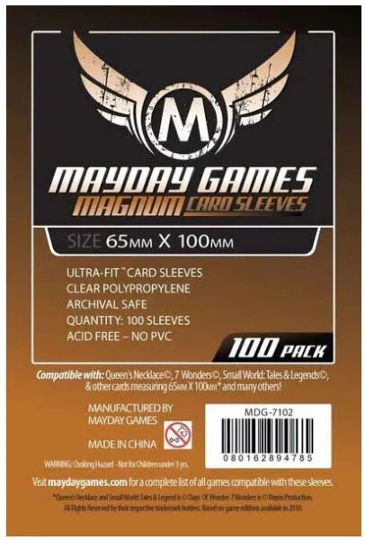 Magnum Copper Sleeve: 65 MM X 100 MM Card Sized -&quot;7 Wonders&quot; (100)