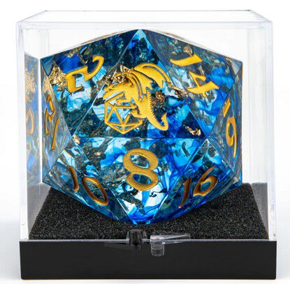 Sharp Edge Resin 55mm Chonk D20 Blue Swirl