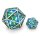 Solid Metal Dragon Chonk D20 Silver with Green &amp; Blue (45mm)