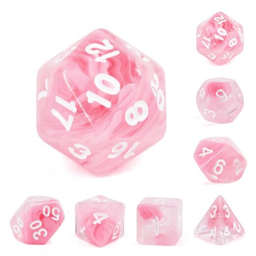 Pink Rose RPG Dice Set (7)