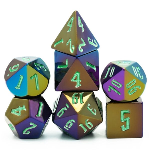 Jumbo Metallic Dice Set with Green Font