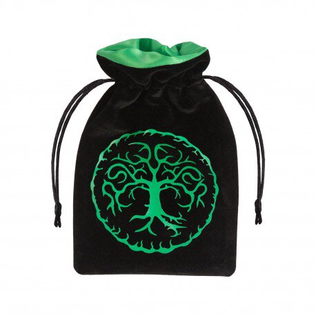 Forest Black &amp; Green Velour Dice Bag