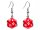 Hook Earrings Translucent Red Mini D20 Pair