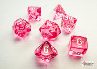 Translucent Mini-Polyhedral Pink/white 7-Die Set