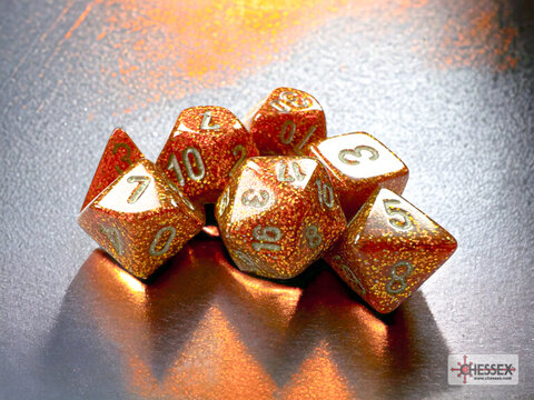 Glitter Mini-Polyhedral Gold/silver 7-Die Set