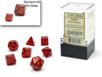 Glitter Mini-Polyhedral Ruby/gold 7-Die Set