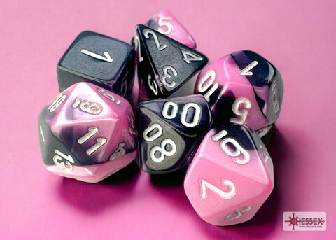 Gemini&reg; Mini-Polyhedral Black-Pink/white 7-Die Set