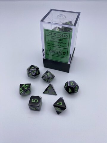 Gemini&reg; Mini-Polyhedral Black-Grey/green 7-Die Set