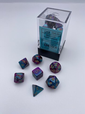 Gemini&reg; Mini-Polyhedral Purple-Teal/gold 7-Die Set