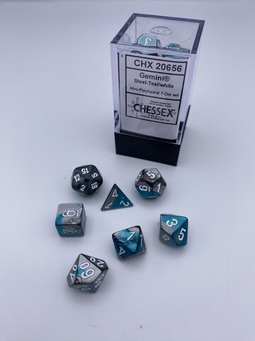 Gemini&reg; Mini-Polyhedral Steel-Teal/white 7-Die Set