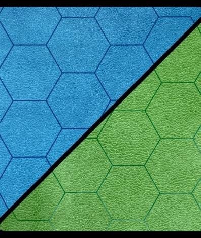 Battlemat&trade; 1&rdquo; Reversible Blue-Green Hexes (23&frac12;&rdquo; x 26&rdquo; Playing Surface)