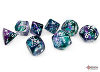 Lab Dice: Nebula Flourite/white Polyhedral 7-Dice Set (with bonus die)