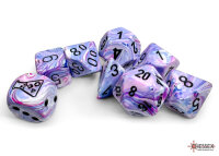 Lab Dice: Festive Hydrangea/black Polyhedral 7-Dice Set (with bonus die)