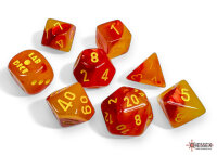 Lab Dice: Gemini Gellow-Red/yellow Polyhedral Luminary 7-Dice Set (with bonus die)