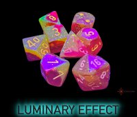 Lab Dice: Gemini Gellow-Red/yellow Polyhedral Luminary 7-Dice Set (with bonus die)