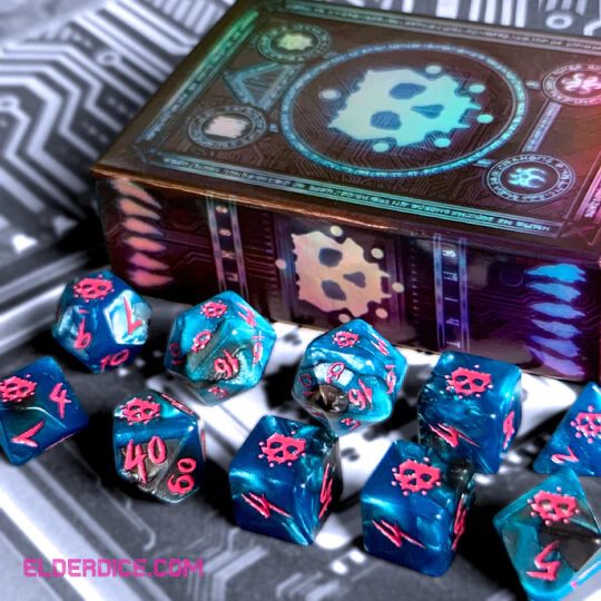 Elder Dice Vast Grimm The Grimm Magenta Ink on Cyan &amp; Black