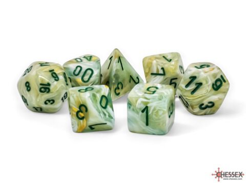 Marble Mega-hedral&trade; Green/dark green 7-Die Set